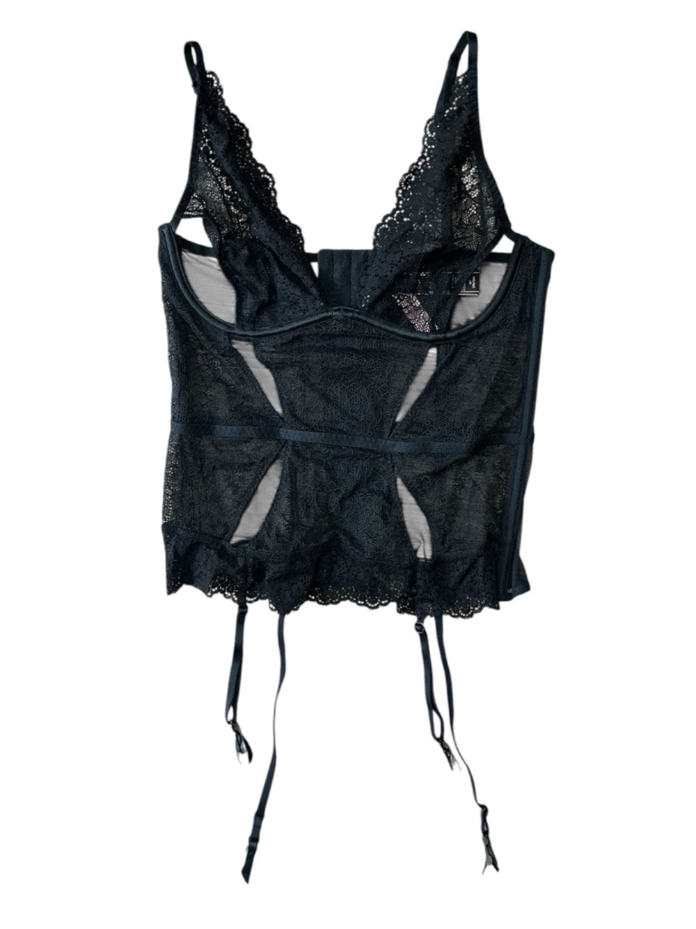 Victoria’s Secret Size Medium Black Lace Corset Bustier Garter Top